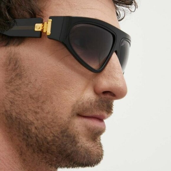 Balmain Women Sunglasses Titanium Black Gold Grey Gradient Wraparound B-ESCAPE - Picture 9 of 15